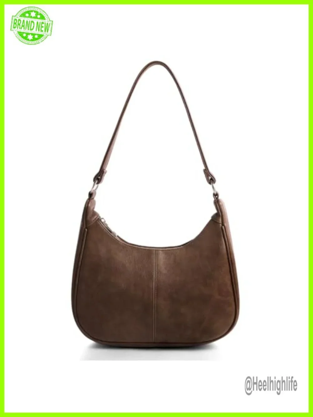 Slouchy Vegan Leather Hobo Shoulder Bag with Back Zip Pocket